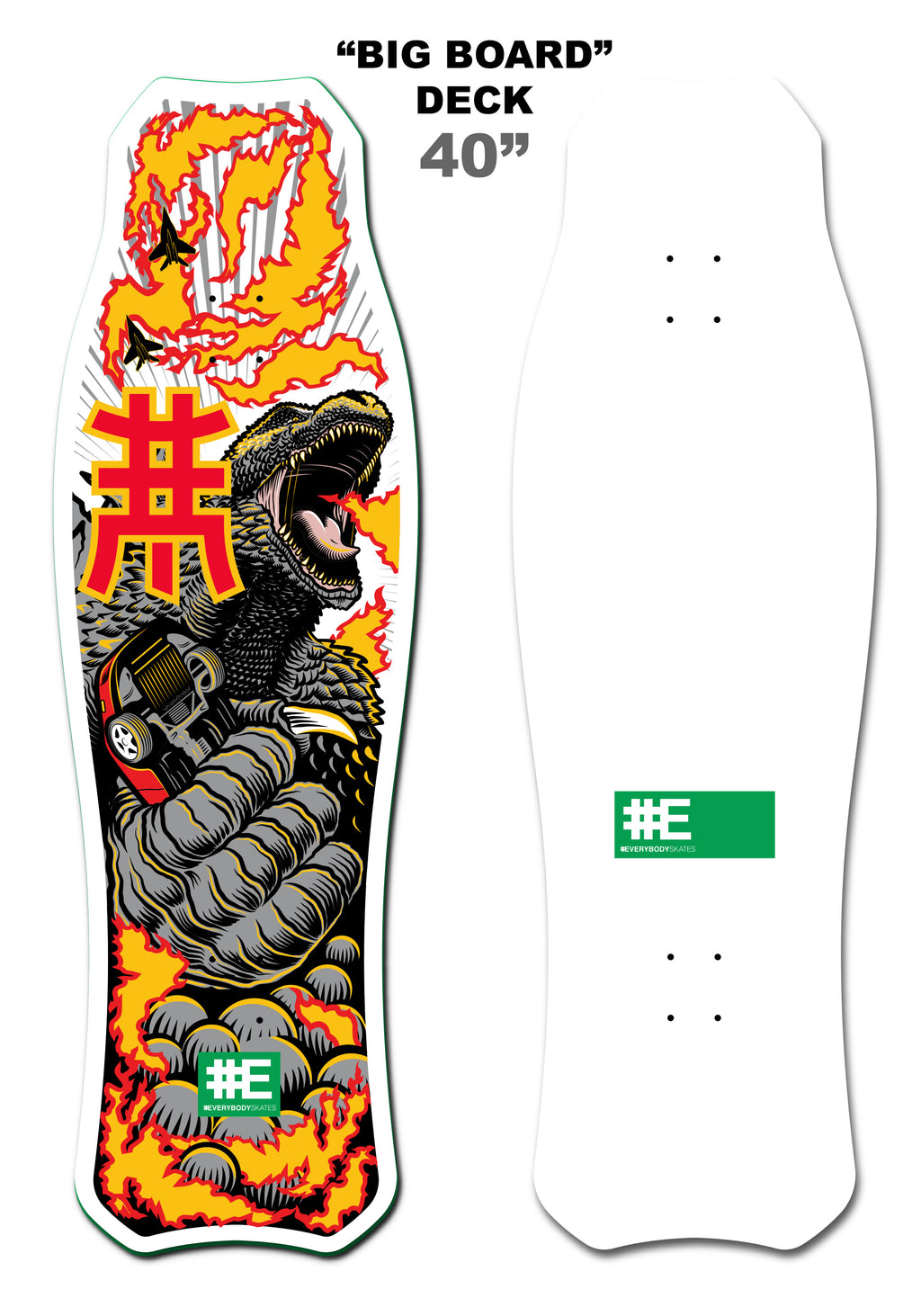 BB T- Rex 40" "Big Board" Deck (White)