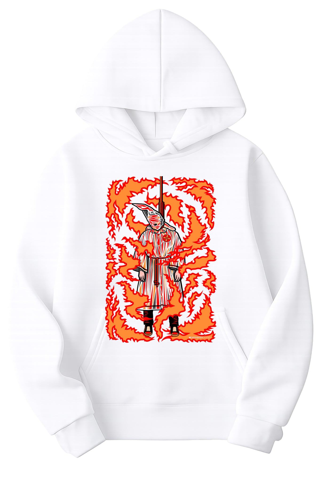 Burning Klansman Graphic Hoodie (White) – #EVERYBODYSKATES