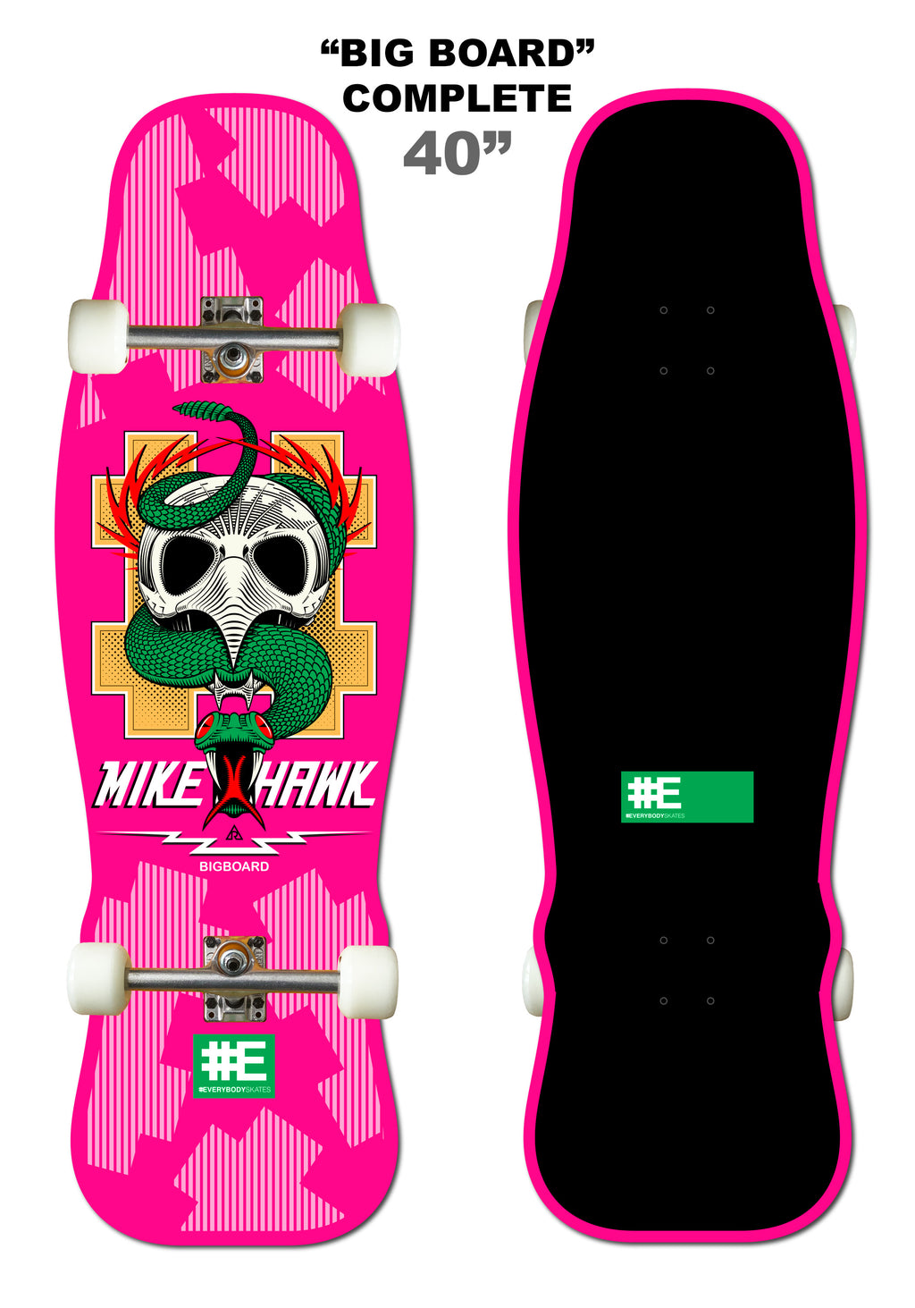 Mike Hawk 40" "BIGBOARD" Skateboard Complete (NOT SIGNED)